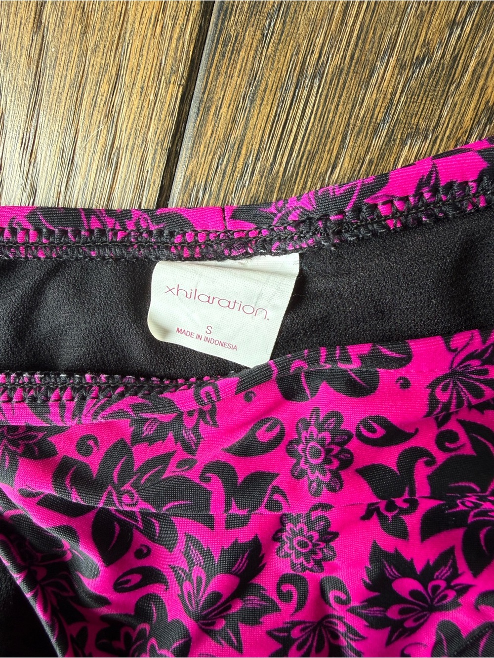 Xhilaration Pink Black Floral Bikini Set Medium Top Small Bottom - Picture 5 of 7